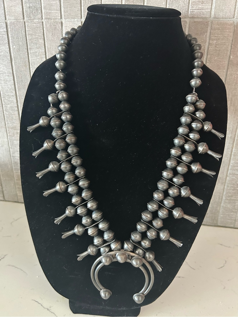 Authentic Navajo Sterling signed squash w/ earrings